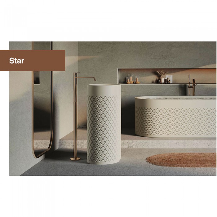 Star Diamond Solid Surface Freestanding Bathtub