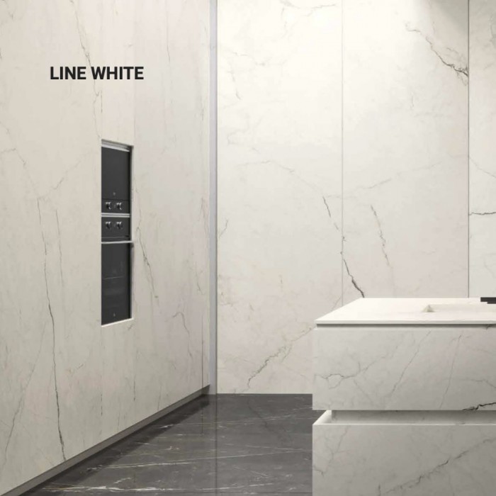 Line White Porcelain Slab